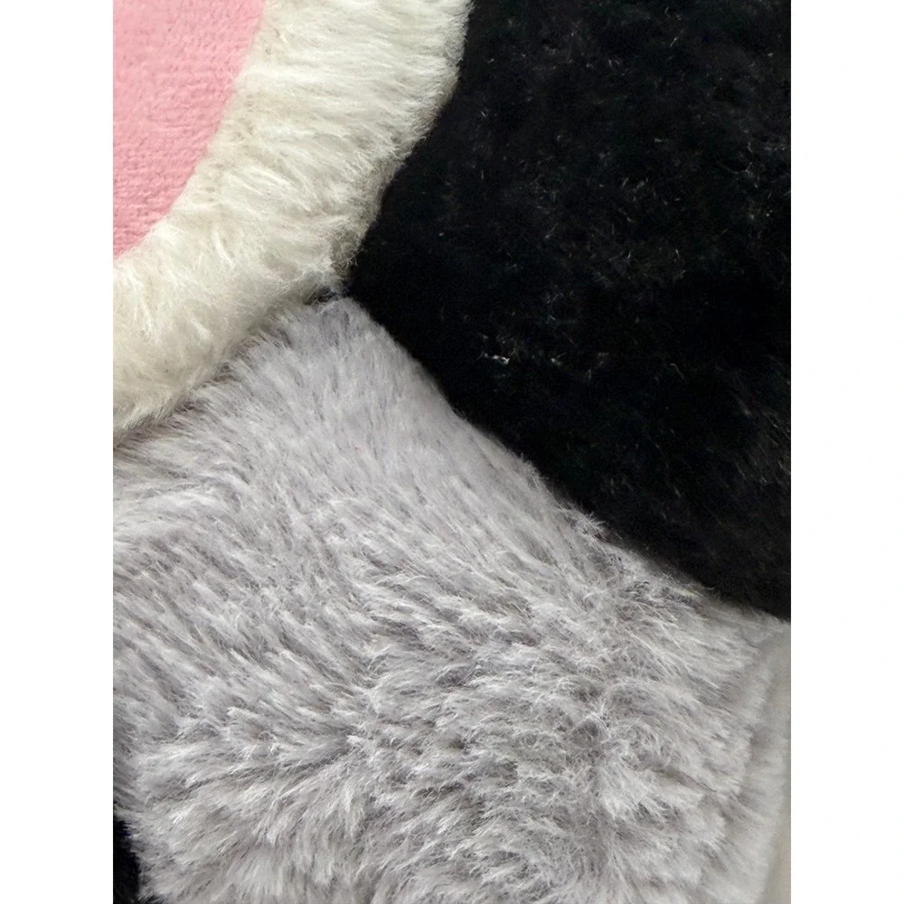 Takashi Murakami Style Flower‎ Plush Pillow Black Grey White Smiley Face Cushion
